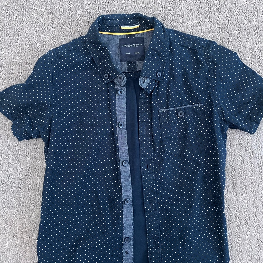 Denim & Flower Navy Polka Dot Kid’s Shirt